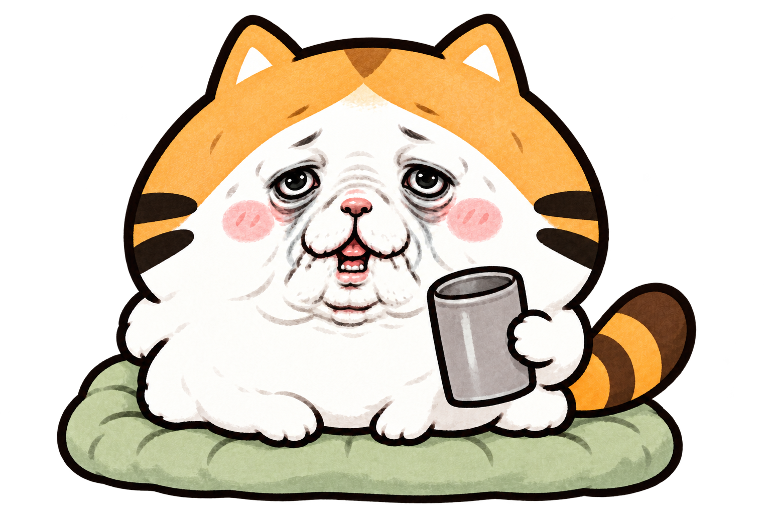 家でだらける、おっさん顔のたく猫
